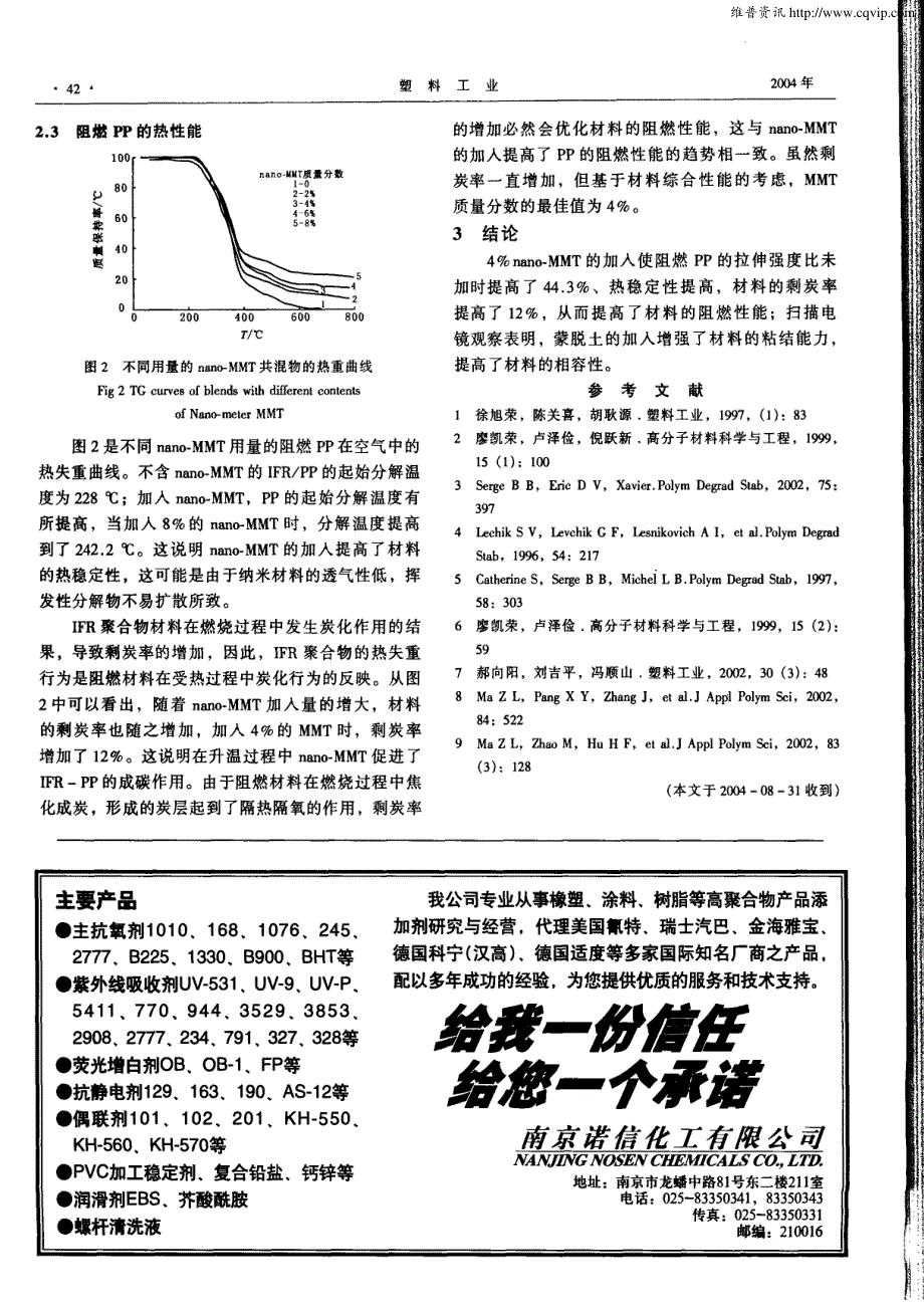 聚丙烯／尼龙／纳米蒙脱土膨胀型阻燃材料的研究_第3页