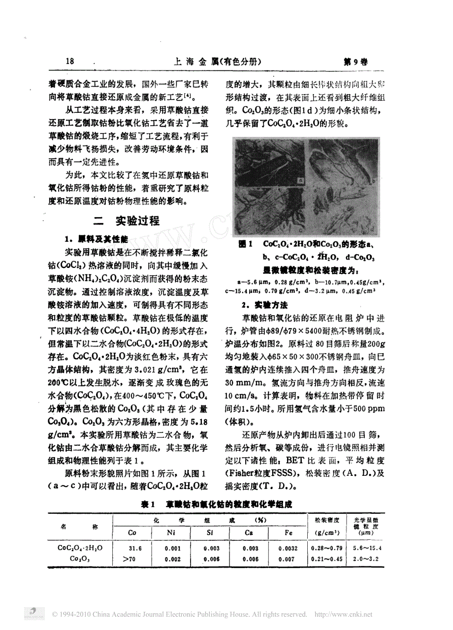 由氢还原草酸钴和氧化钴制取金属钴粉的物理性能_第2页