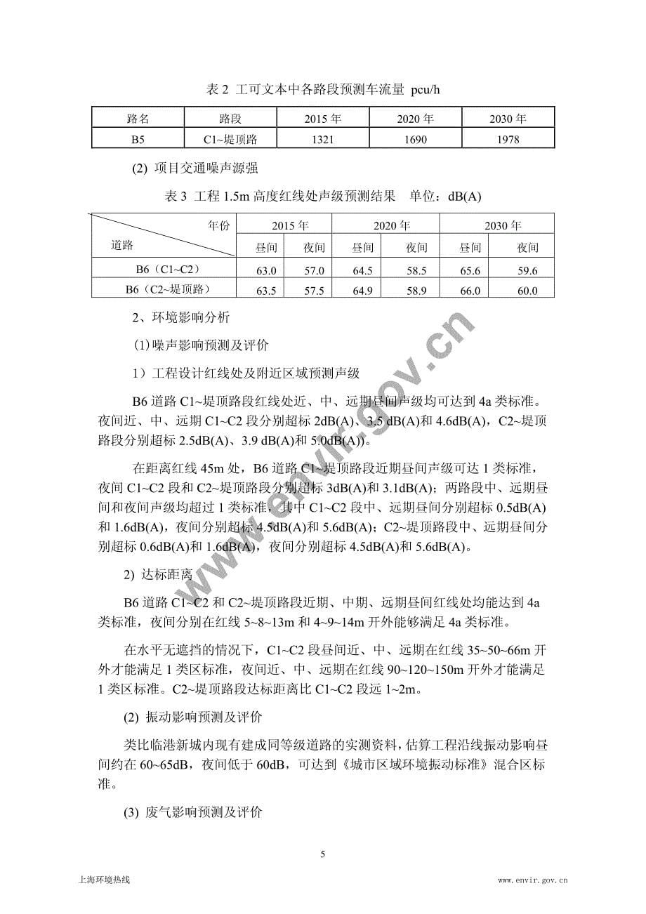 临港新城主城区B6道路工程环境影响报告书(简本)_第5页