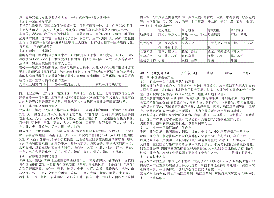 中考地理复习题纲(七年级、八年级)_第4页