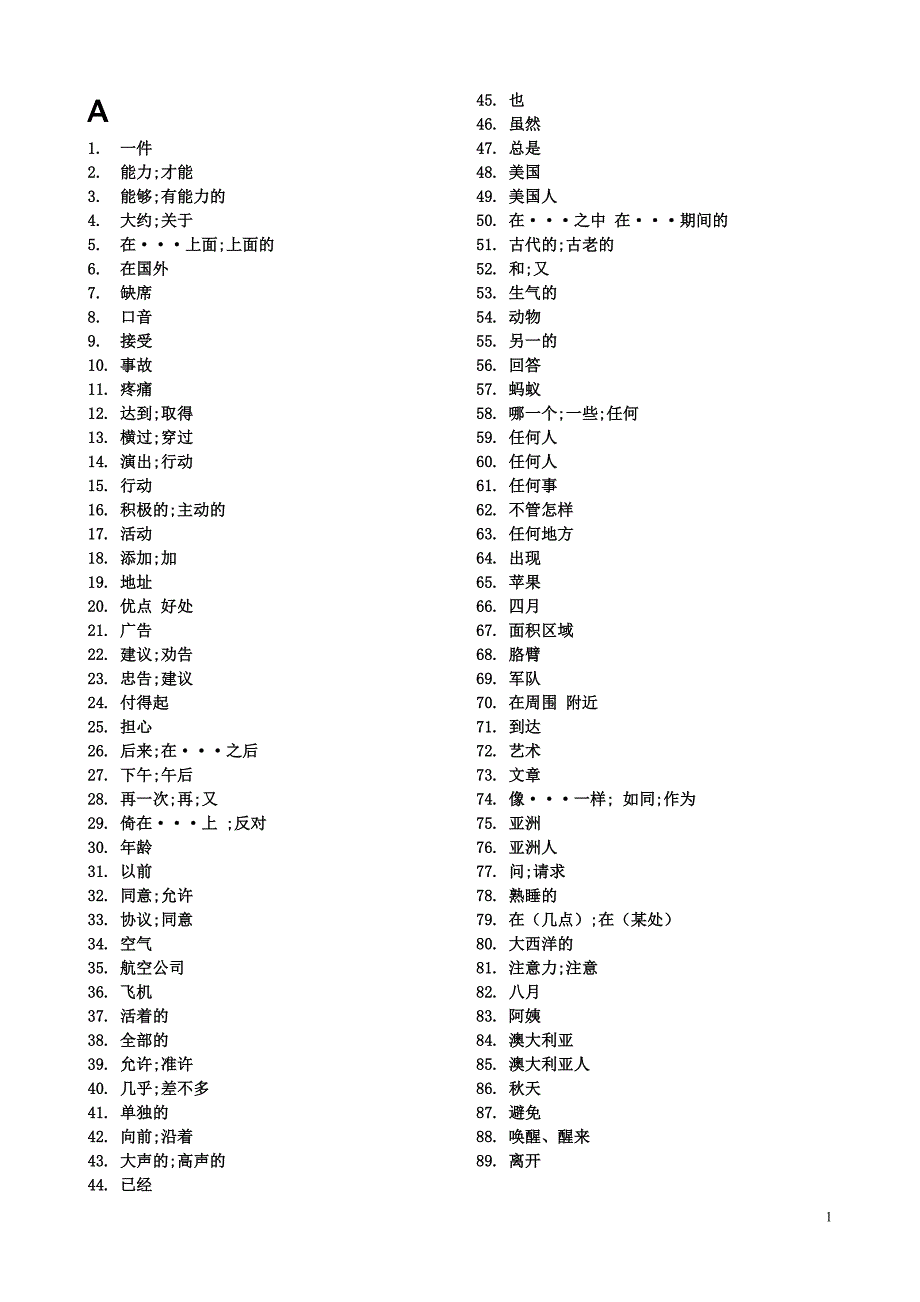 中考英语词汇表部分打印AB_第1页