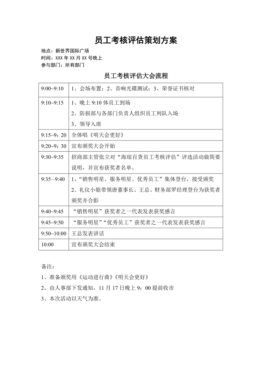 员工考核评估策划方案_第1页