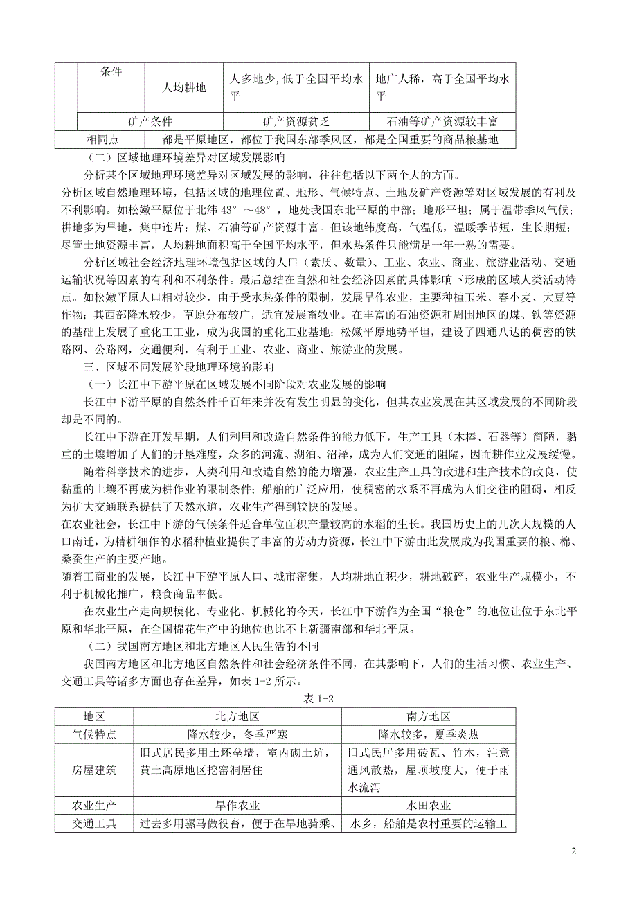 山西省运城市康杰中学高中地理 1.1 地理环境对区域发展的影响知识点剖析 新人教版必修3_第2页