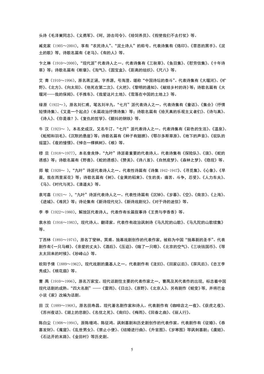 中国近代文学作家及作品_第5页