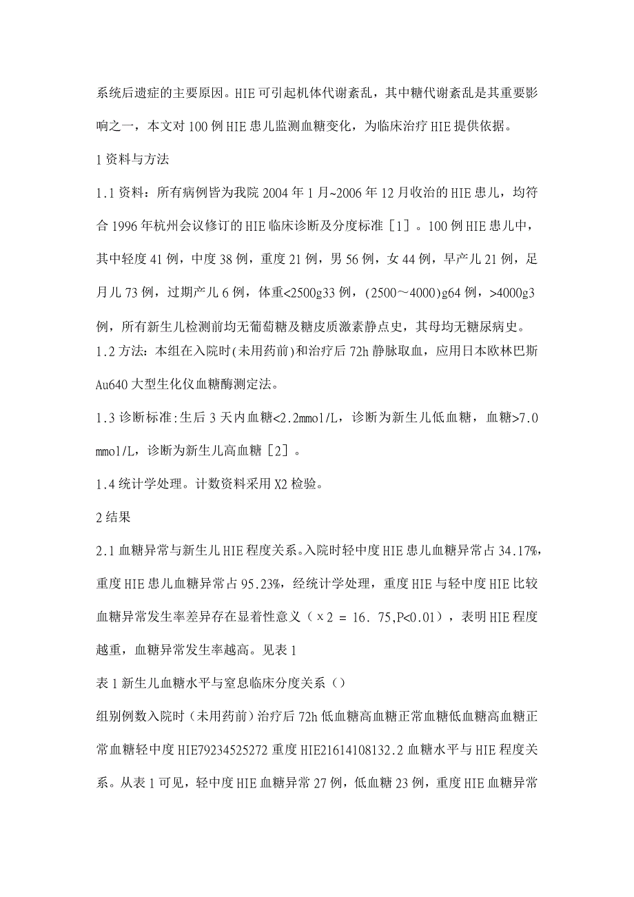 新生儿缺氧缺血性脑病血糖监测及其临床意义【临床医学论文】_第2页