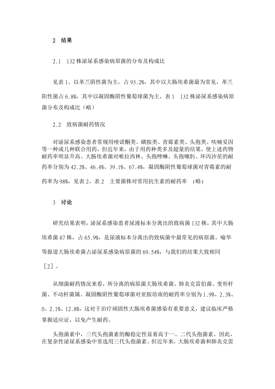 泌尿系感染菌群分布及耐药性分析【医学论文】_第3页