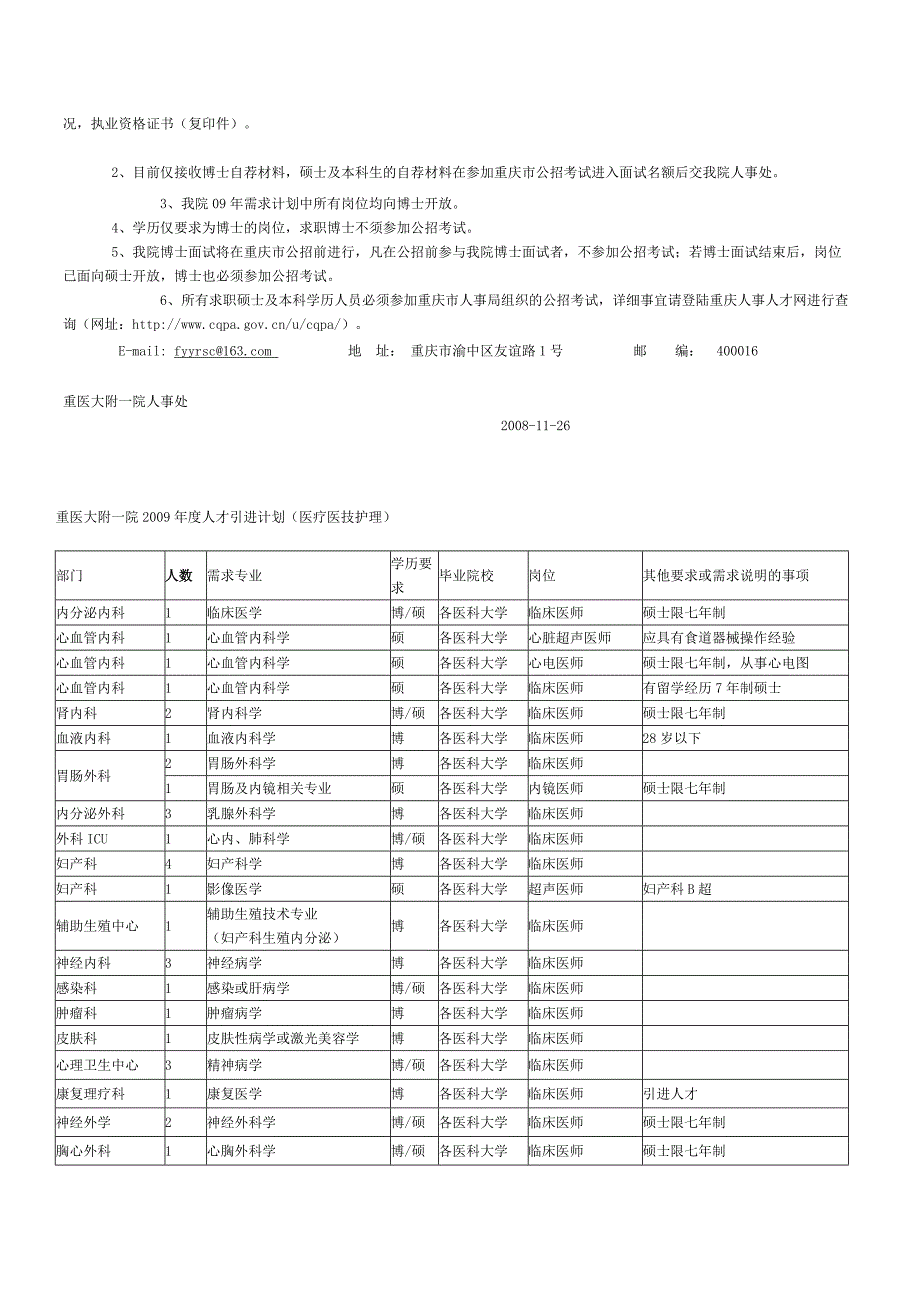 重庆医科大学附属第一医院招聘会_第2页