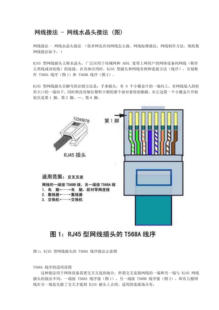 网线接法图解(包括水晶头和插座)_第1页