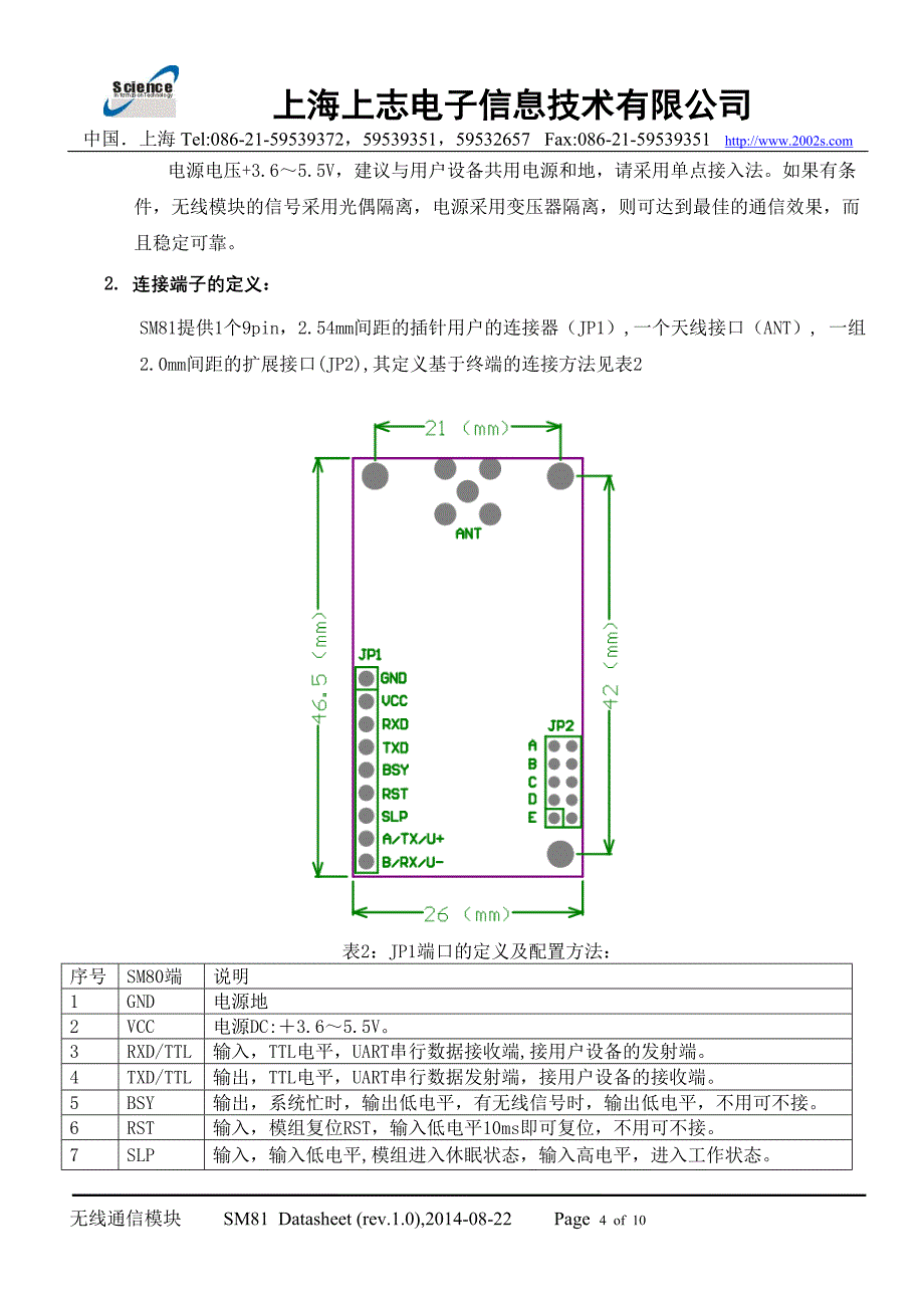 上海上志物联网SM81-SX1278系列500mW无线模块使用说明_第4页