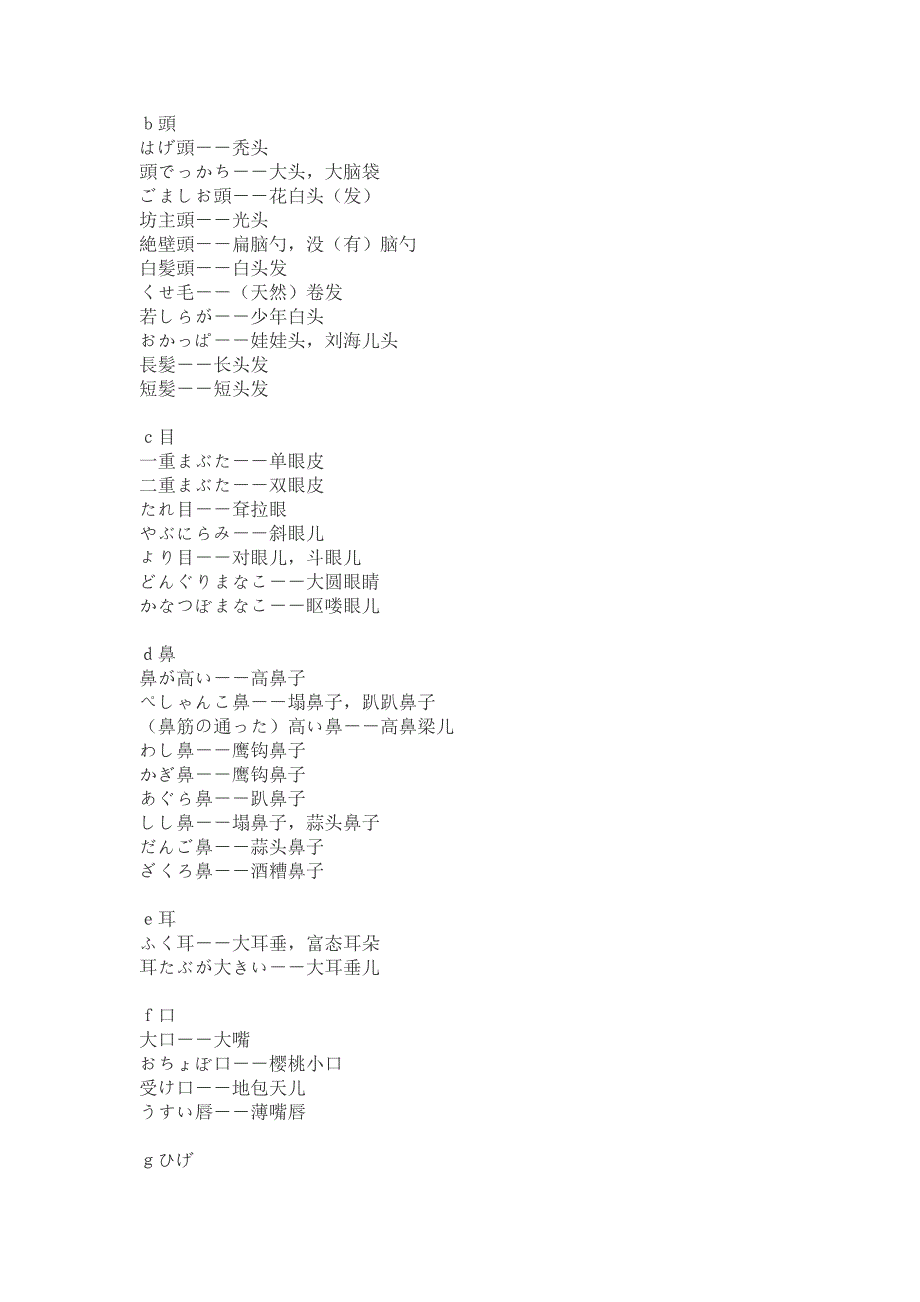 外貌描写日语用语_第1页