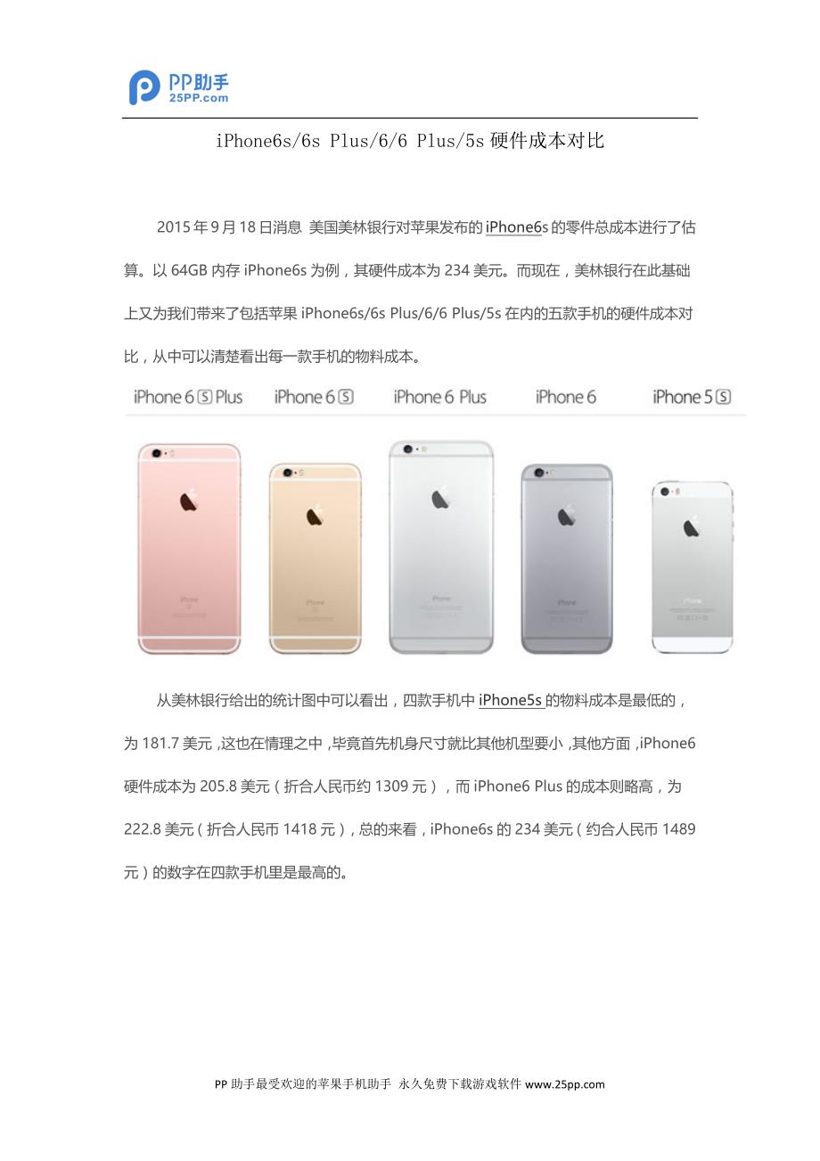 iPhone6s6sPlus66Plus5s硬件成本对比_第1页
