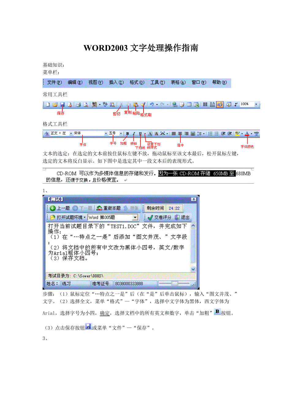 WORD2003文字处理操作指南_第1页