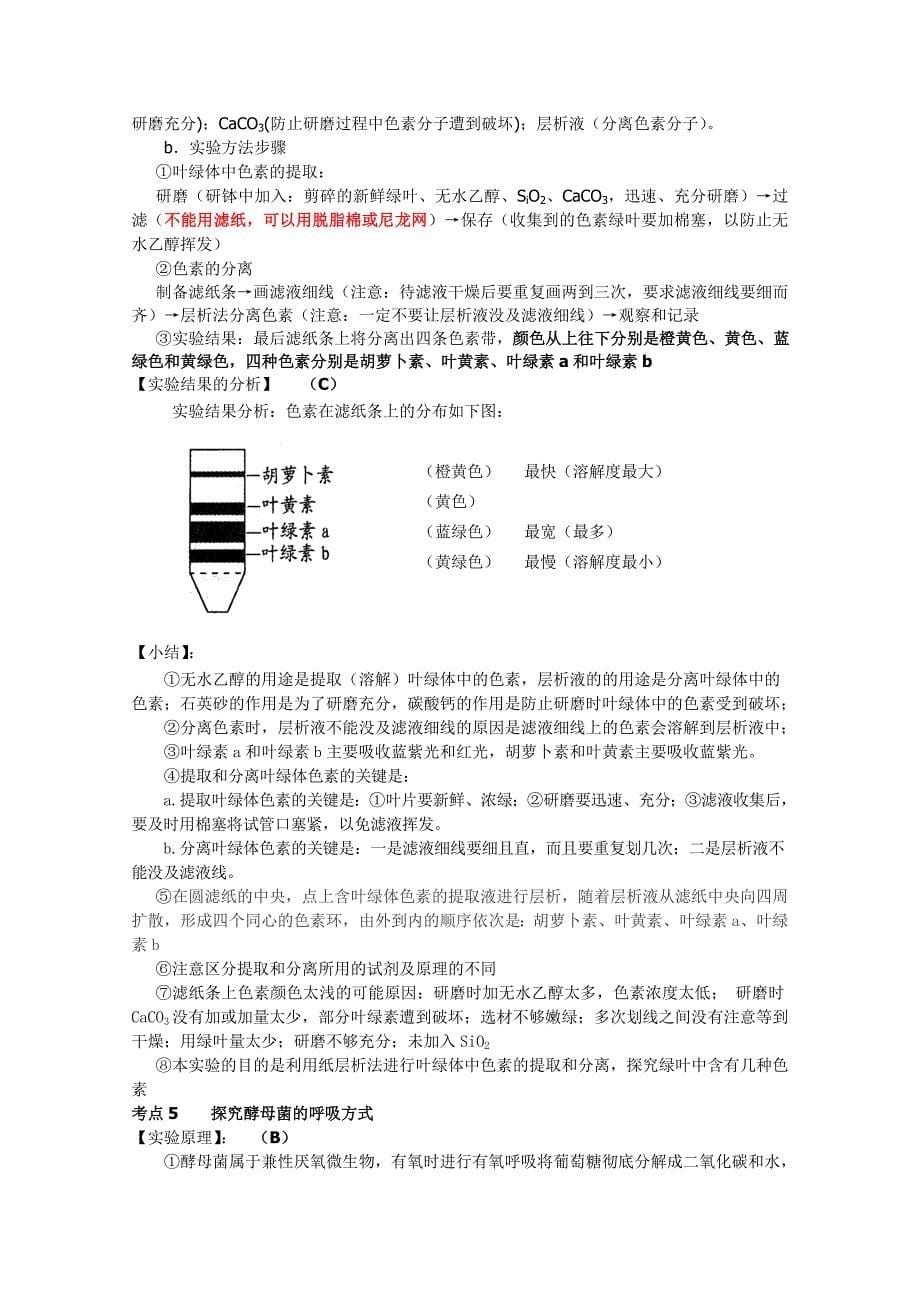 高中生物学业水平测试—必修1—3实验_第5页