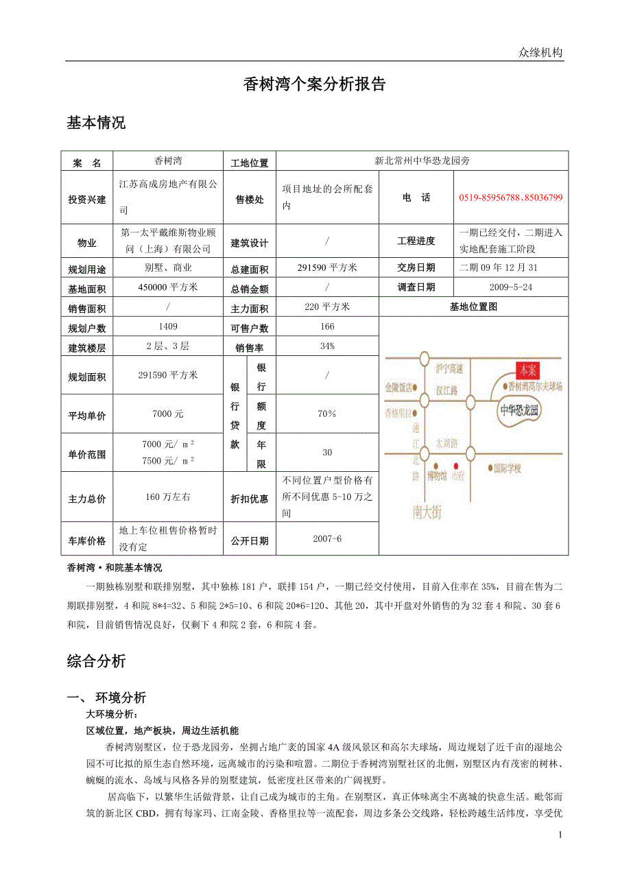 香树湾别墅分析表_第1页