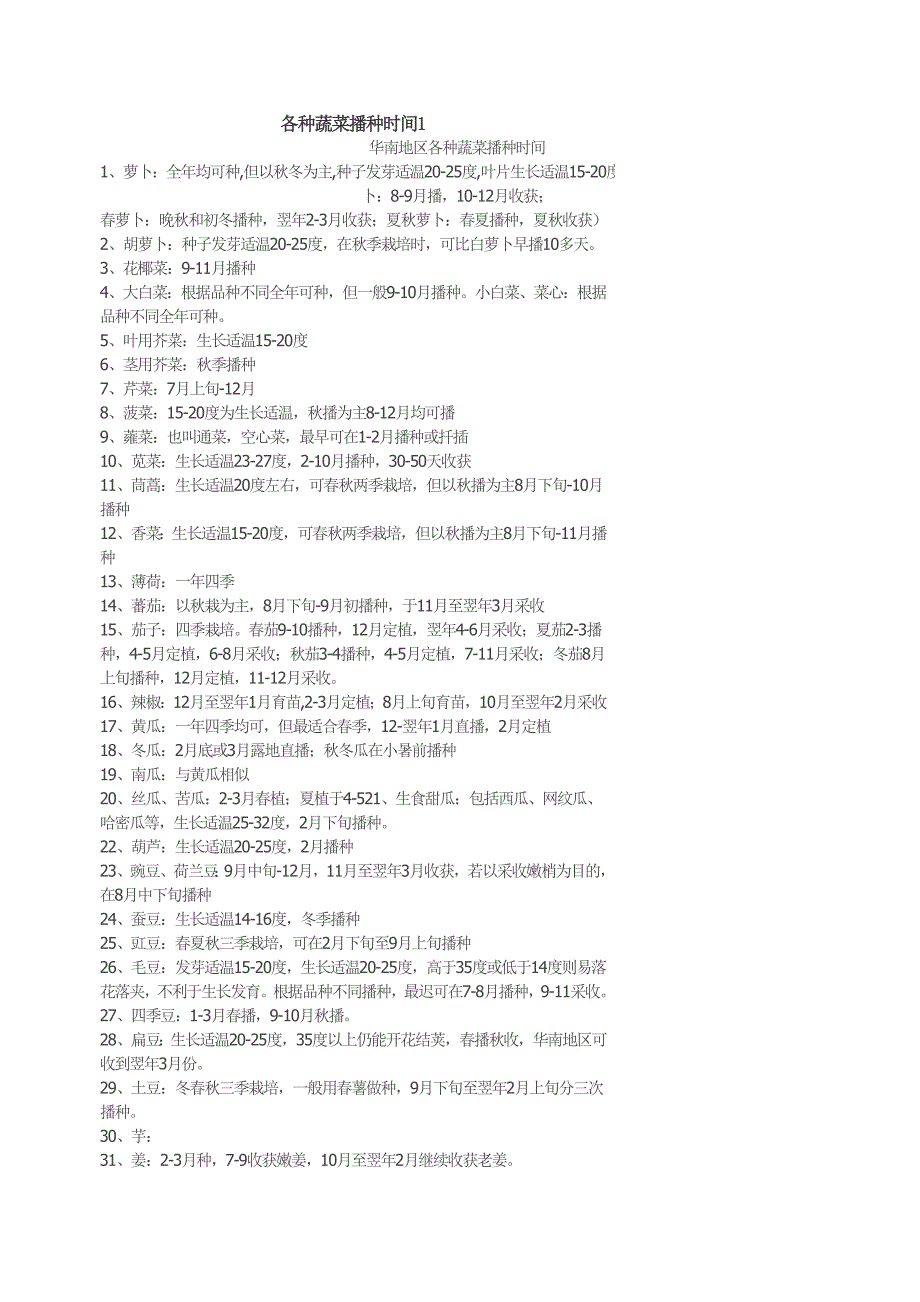 各种蔬菜播种时间1_第1页