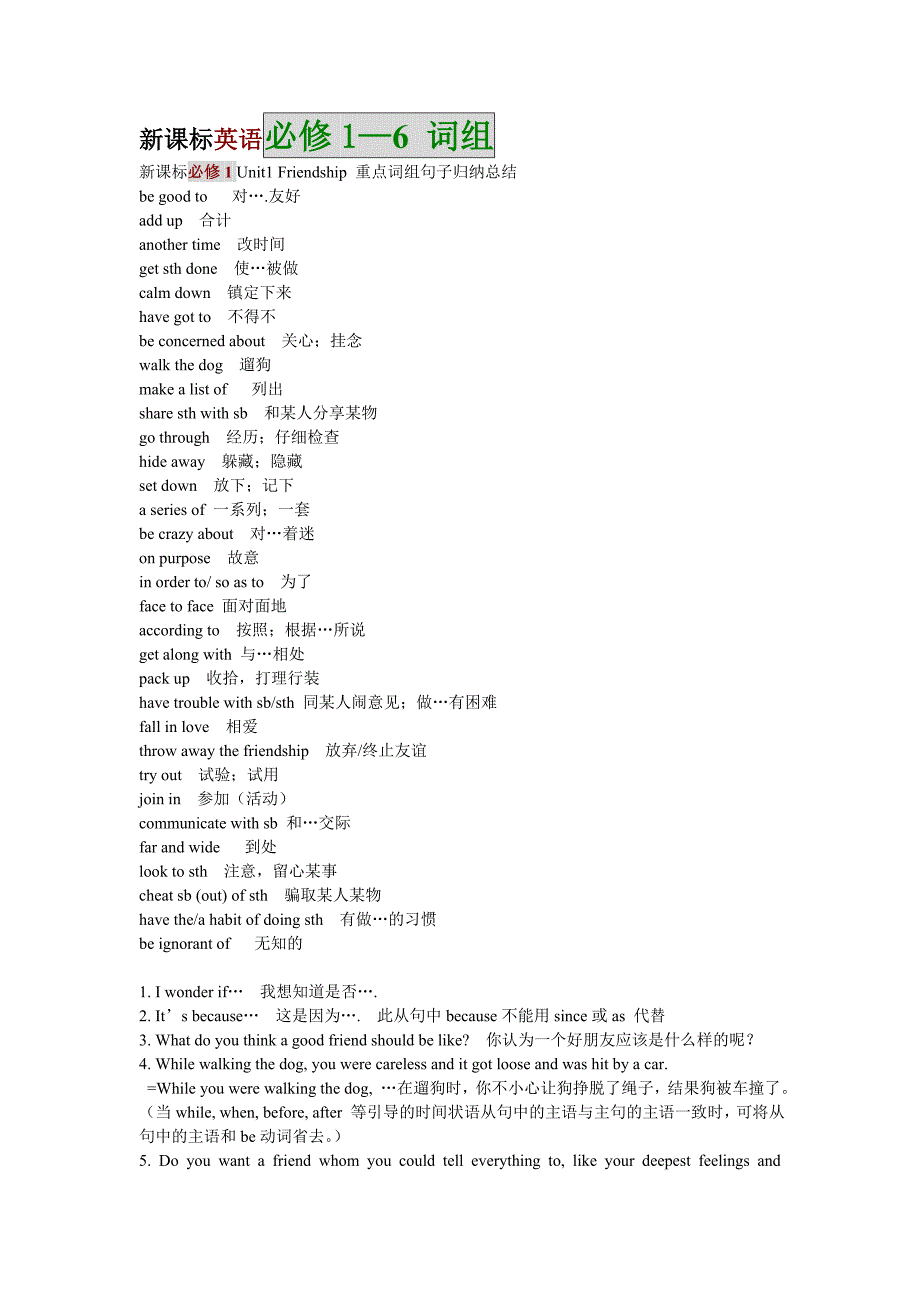 新课标英语必修1—6词组_第1页