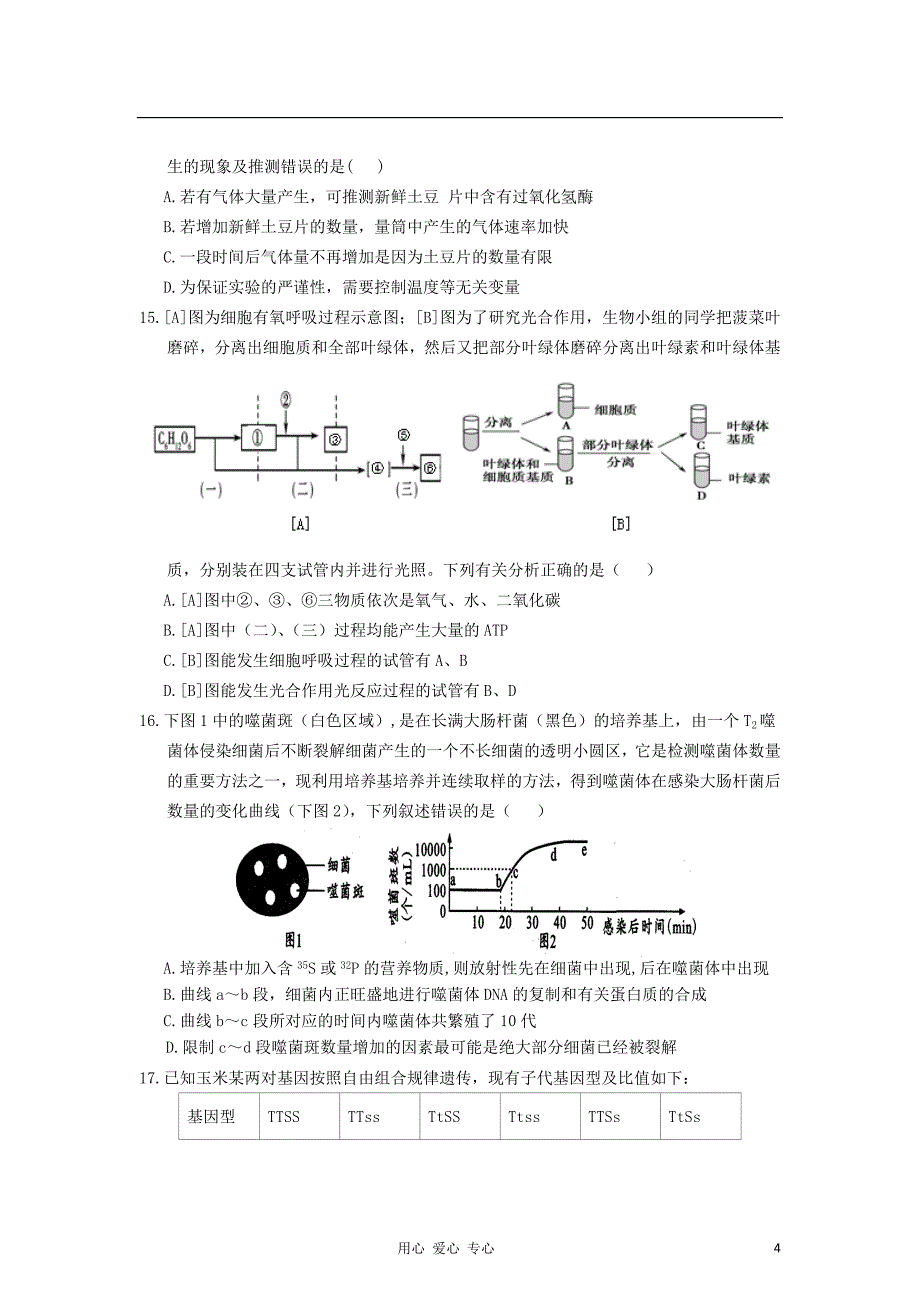 山西省晋中市2013届高三生物11月联考试题新人教版_第4页