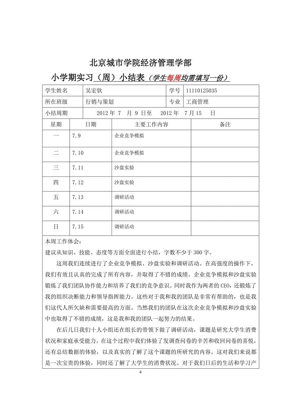 计划表周记实习报告_第5页