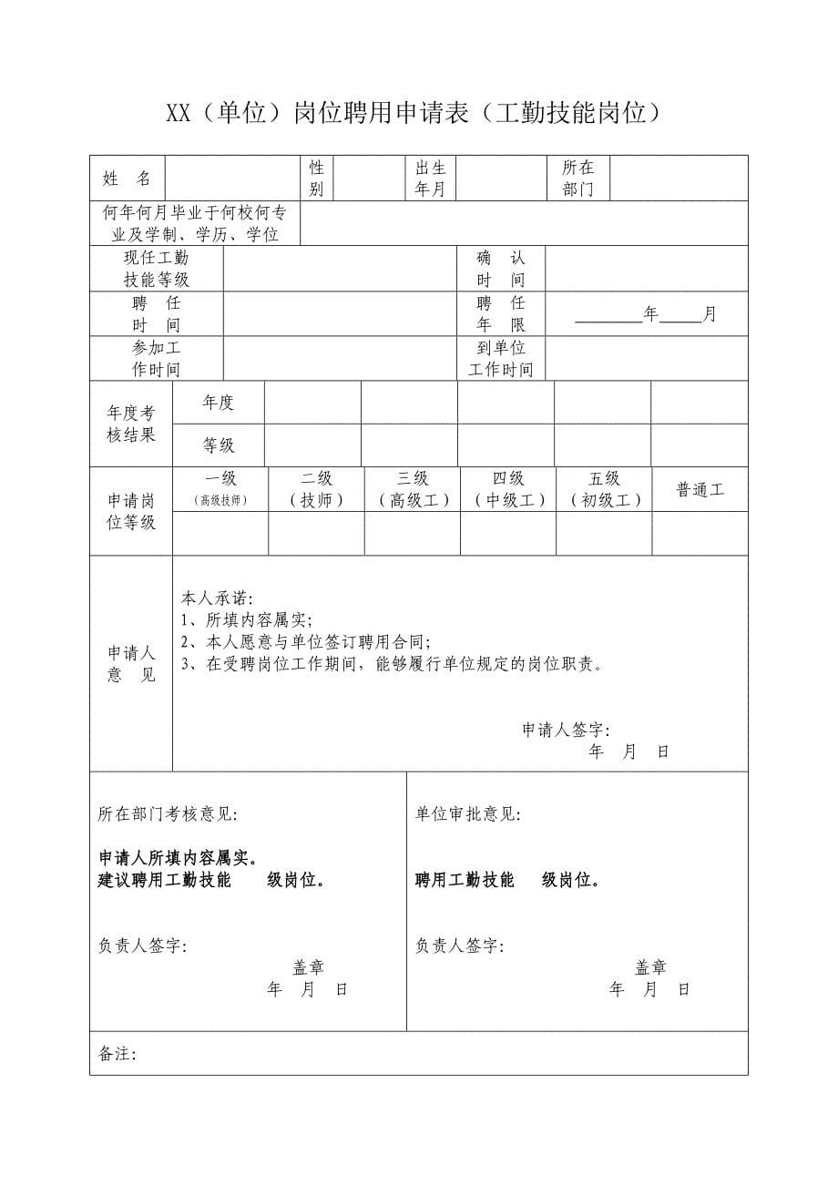 事业单位首次岗位聘用办法、岗位聘用申请表、岗位说明书_第5页