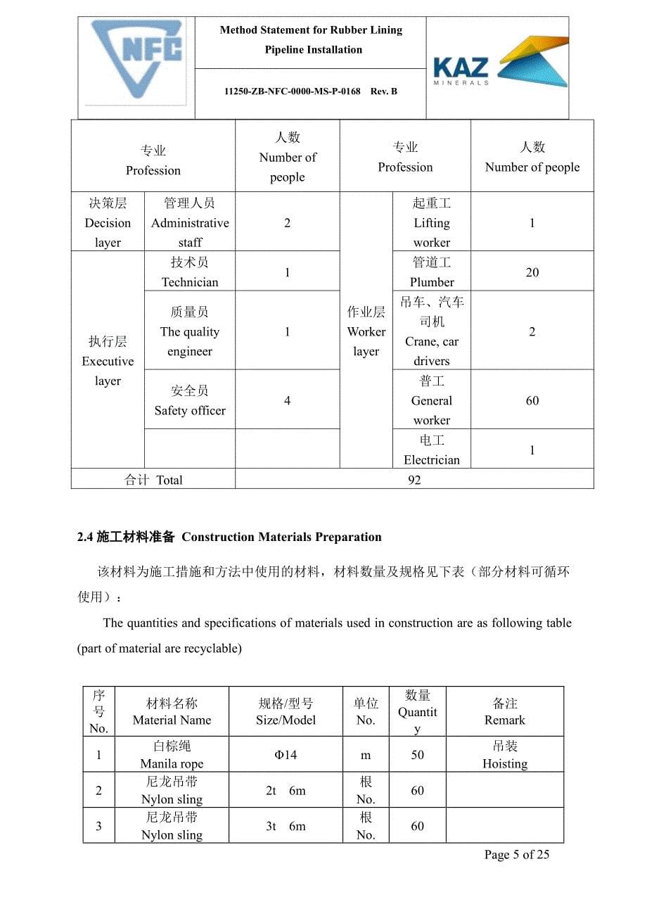 衬胶管道安装施工方案_第5页