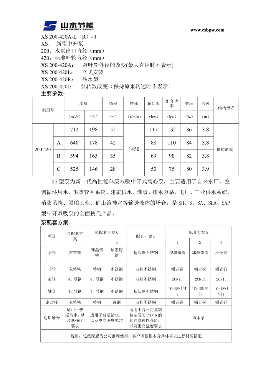 XS200-420单级双吸式离心水泵-双吸离心泵生产厂家_第1页