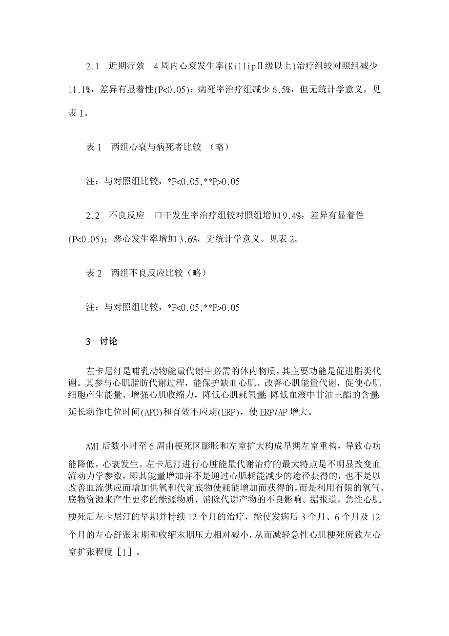 左卡尼汀治疗急性心肌梗死86例临床观察【临床医学论文】_第2页