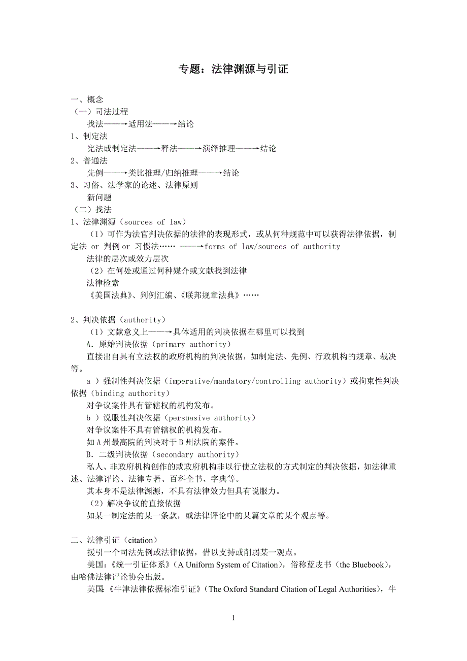 专题：法律渊源与引证_第1页