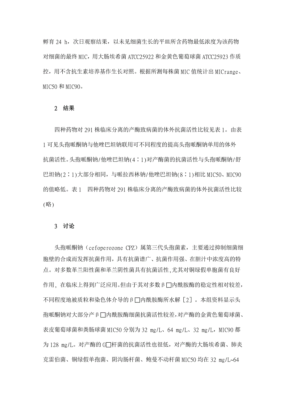 头孢哌酮-他唑巴坦的体外抗菌活性研究【临床医学论文】_第4页