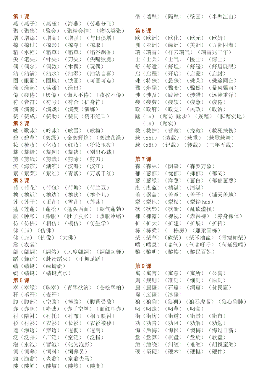 三年级下册词语组词_第1页