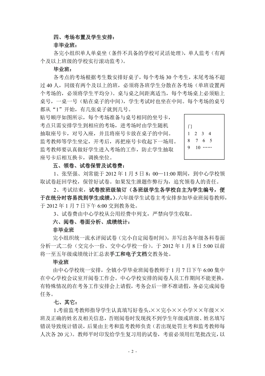 歹墨完小2011年秋学期期末考务工作方案_第2页