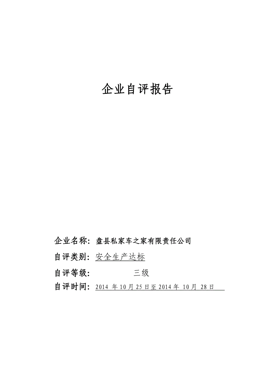 汽车修理厂安全标准化自评报告_第1页