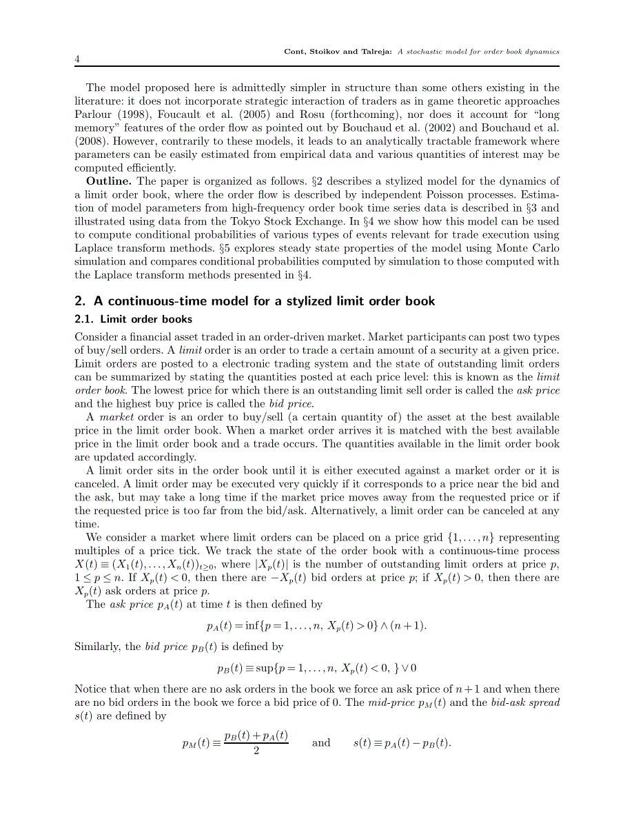 A stochastic model for order book dynamics（订单动态随机模型）_第4页