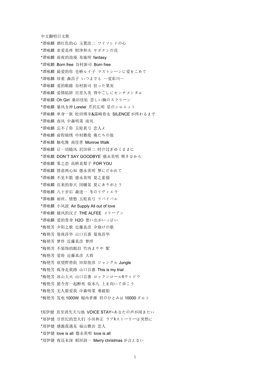 中文翻唱日文歌_第1页