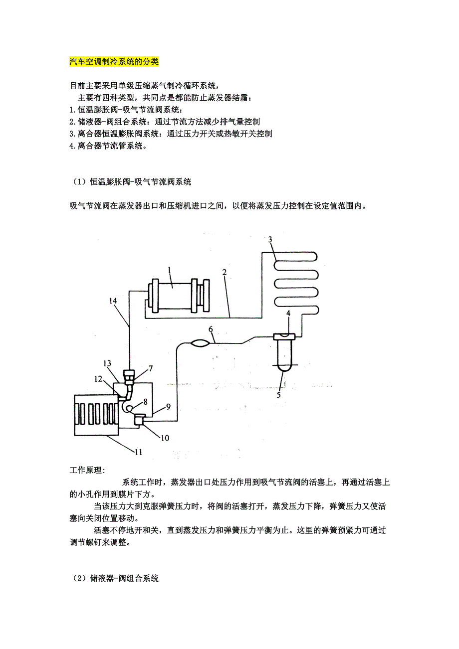 一汽车空调制冷系统的分类and汽车空调制冷系统的结构部件_第1页