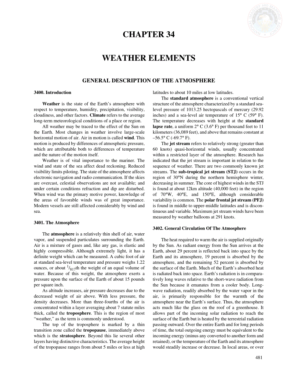 CHAPTER 34 WEATHER ELEMENTS  Maritime （34章天气元素海上）_第1页