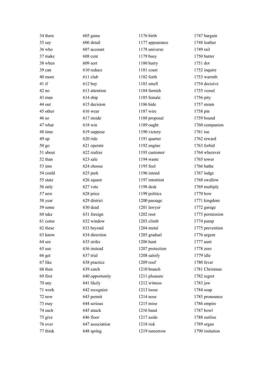 英语常用单词使用频率列表_第2页