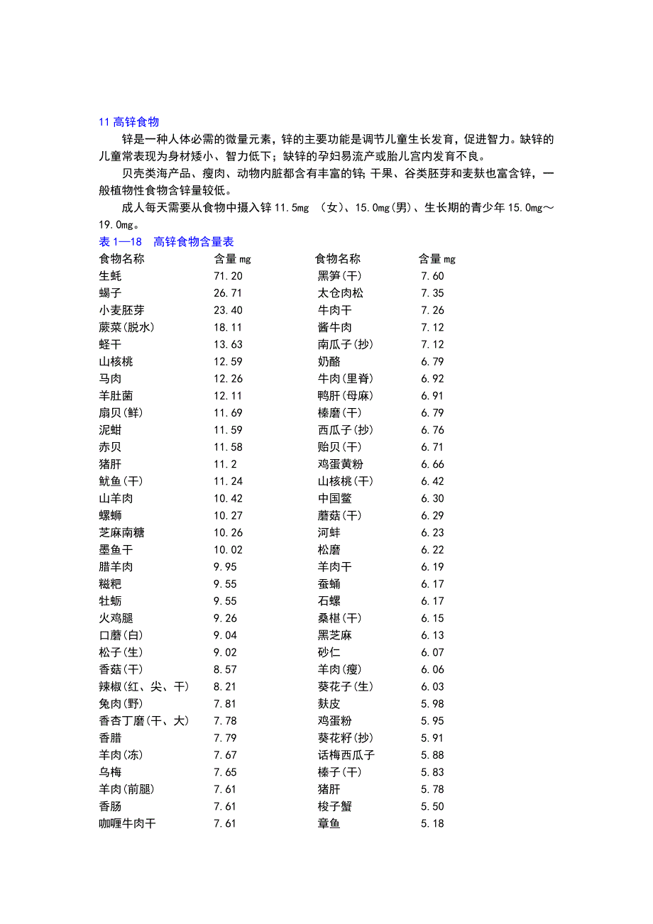 表11常见食物矿物质含量表_第2页