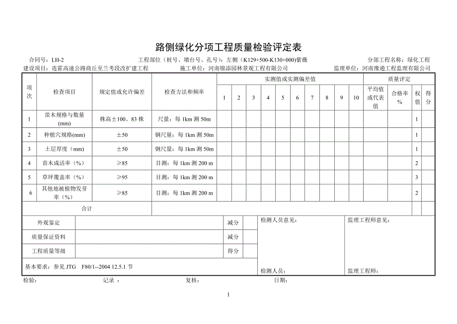 检验与评定表格 -紫薇左侧_第2页