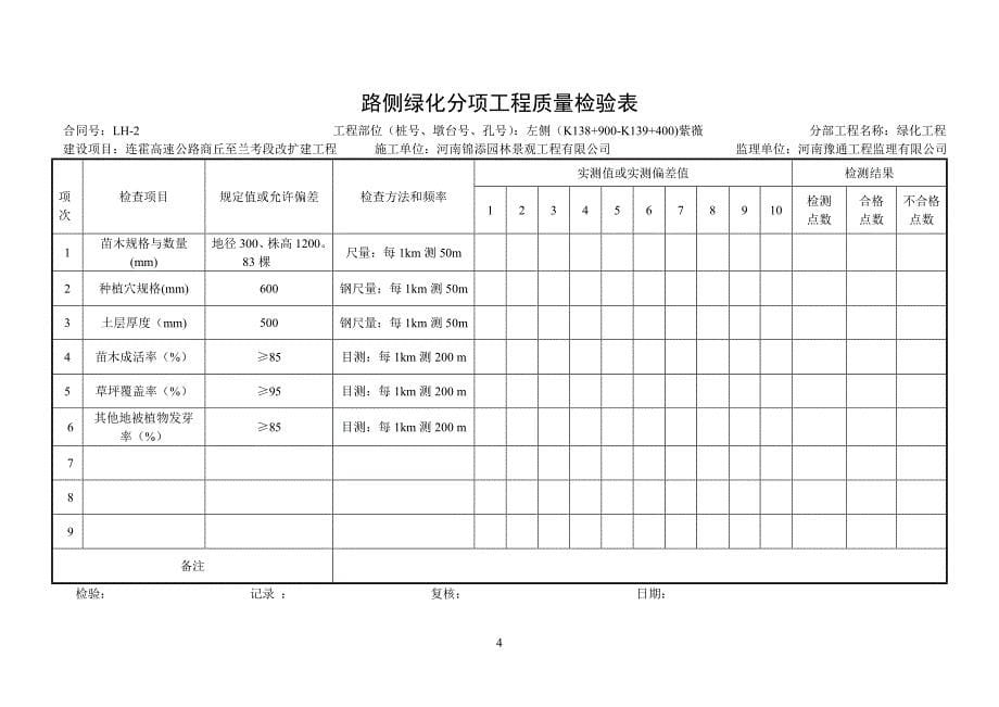 检验与评定表格 -紫薇左侧_第5页