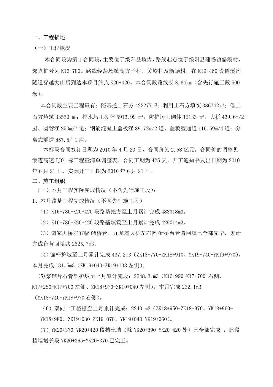 贵州遵义高速公路建设投资有限公司建设项目建筑工程工程月报_第4页