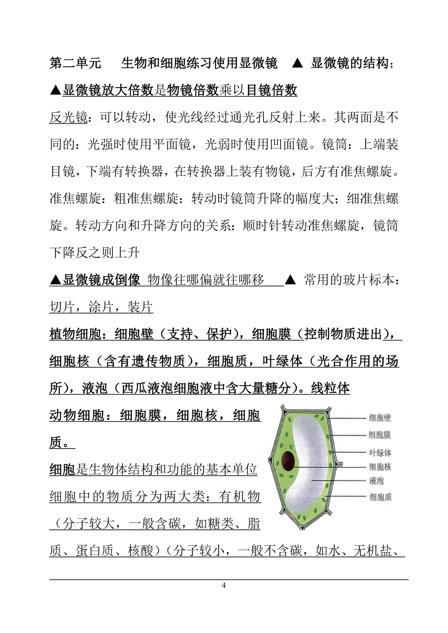 人教版生物七年级上册复习提纲_第4页