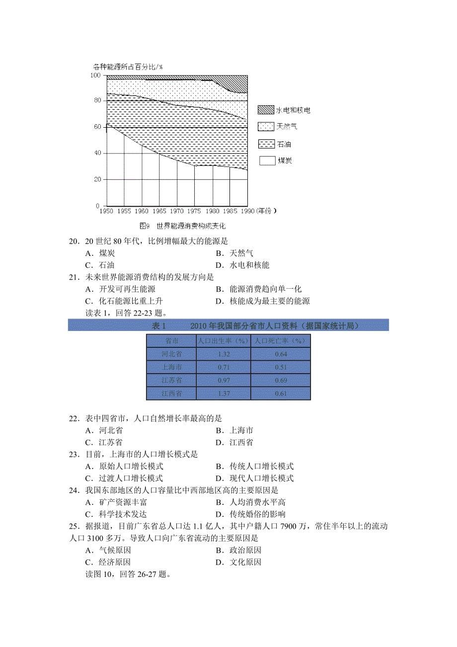 河北省2012年12月普通高中学业水平考试地理试题_第5页