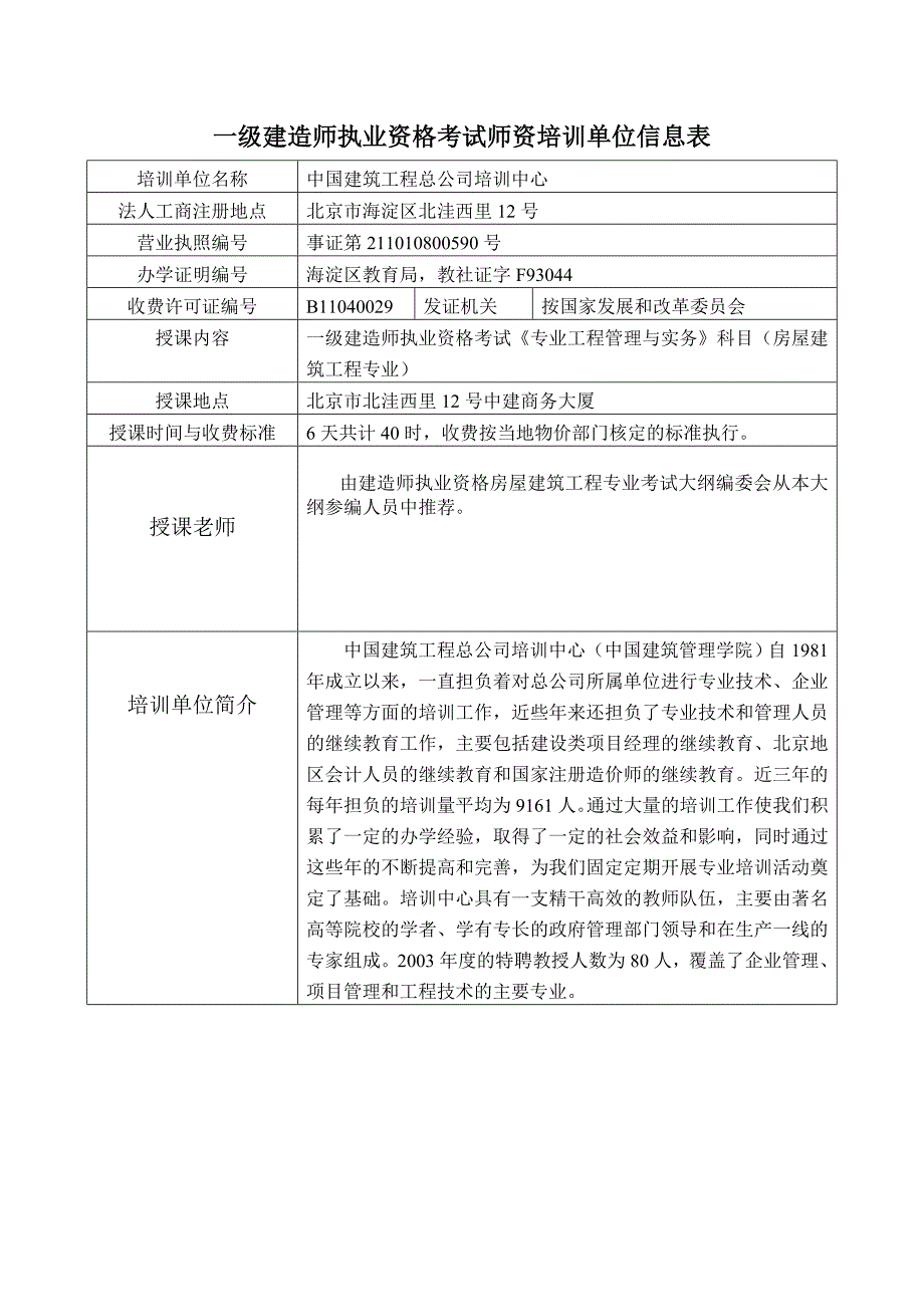 一级建造师执业资格考试师资培训单位信息表_第3页