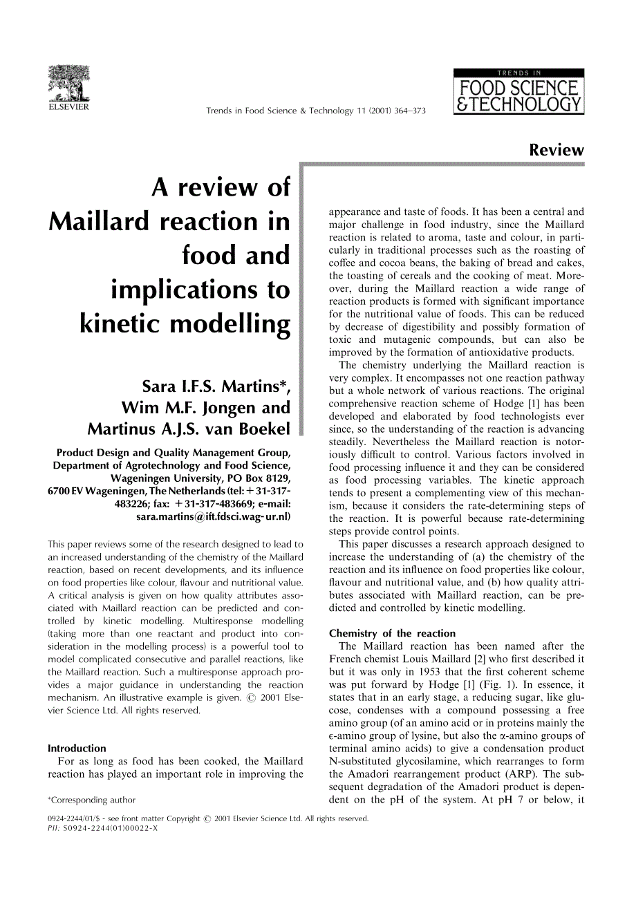 Areviewof Maillardreactionin foodand （Areviewof Maillardreactionin连）_第1页