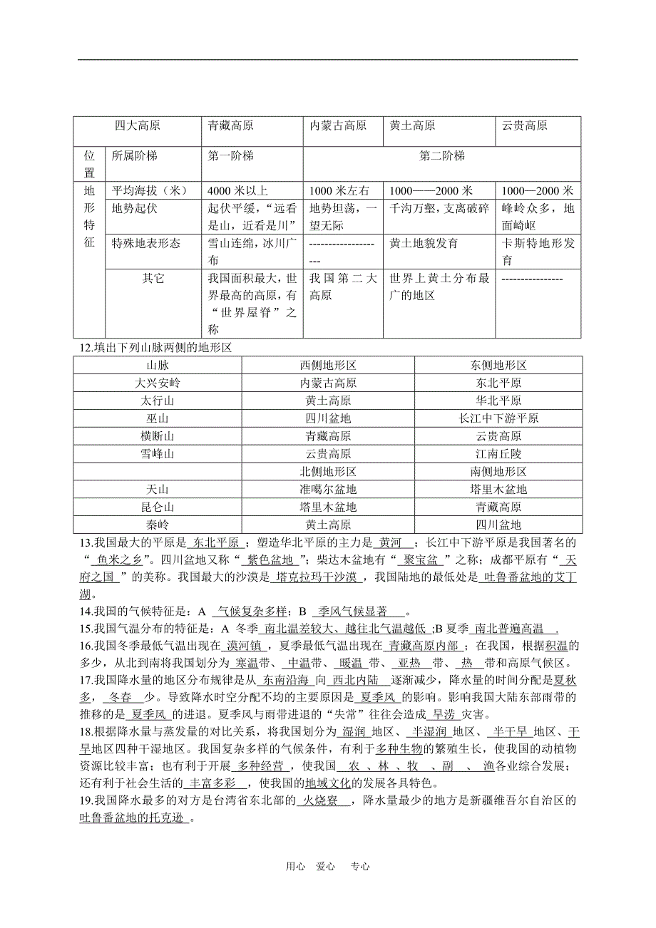 八年级上册地理复习材料_第2页