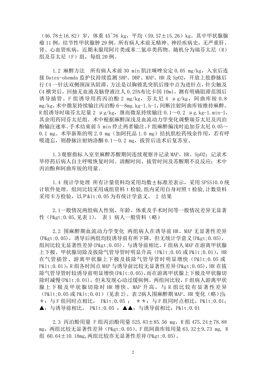 【最新word论文】瑞芬太尼用于甲状腺手术麻醉的临床观察【临床医学专业论文】_第2页