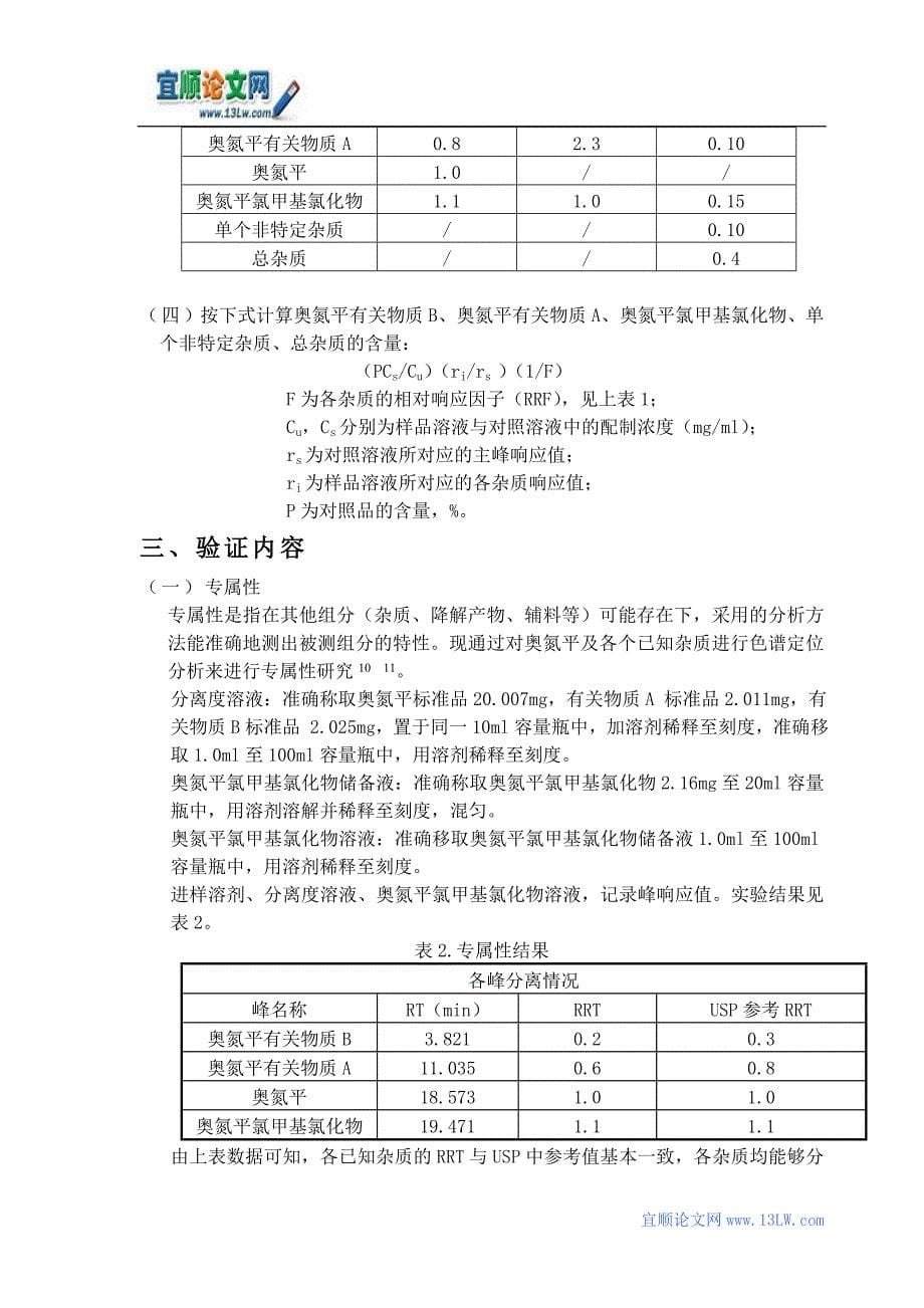 奥氮平有关物质USP方法确认_第5页