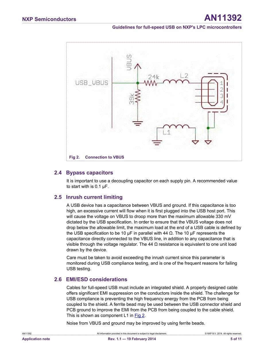 AN11392 Guidelines for fullspeed USB on NXP's （AN11392 fullspeed USB NXP的指南）_第5页