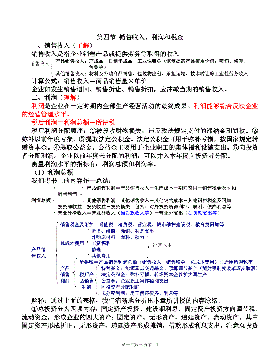 第一章  第四、五节销售收入、利润、成本复习_第1页