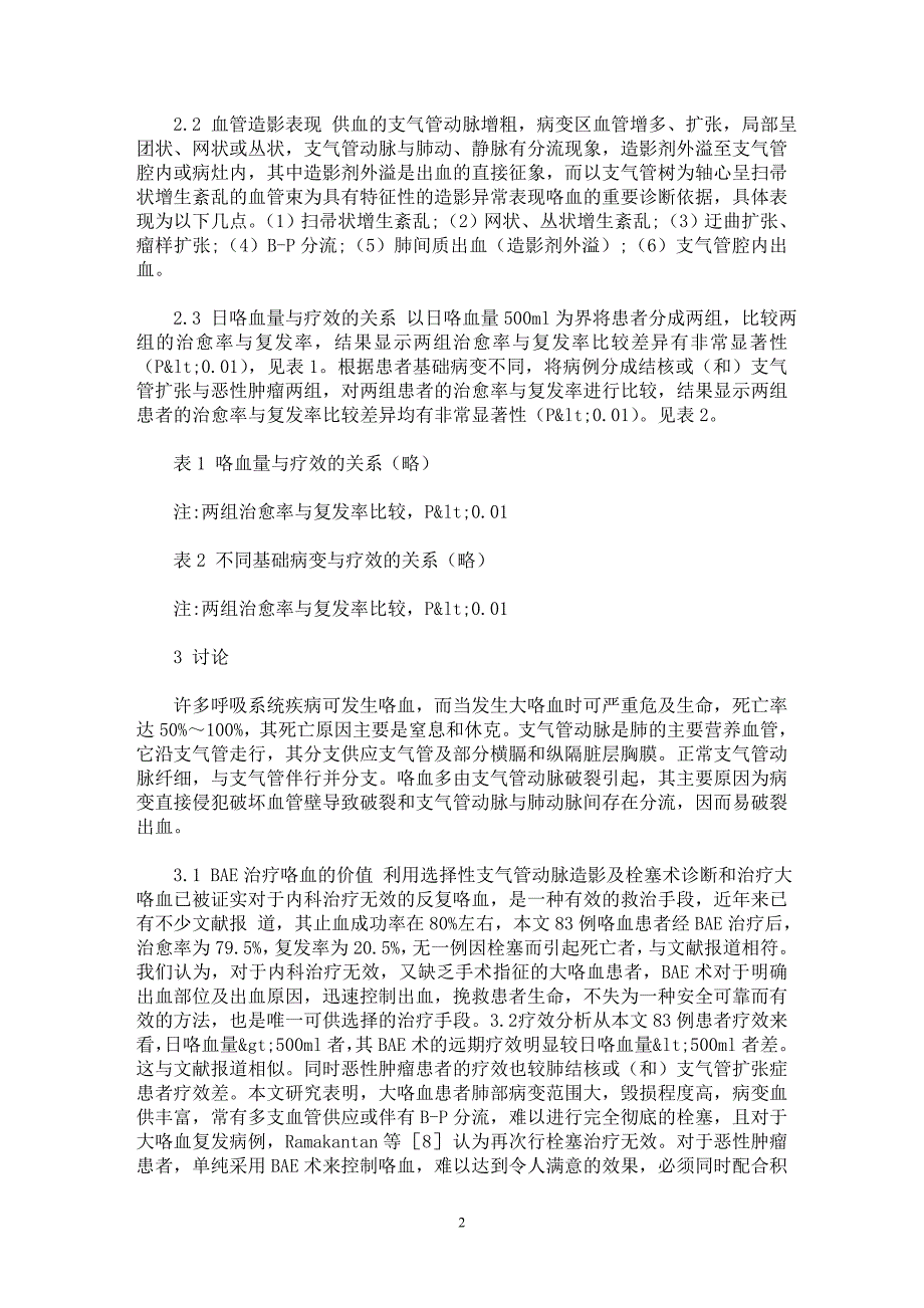 【最新word论文】选择性支气管动脉栓塞术治疗的临床意义和价值【临床医学专业论文】_第2页